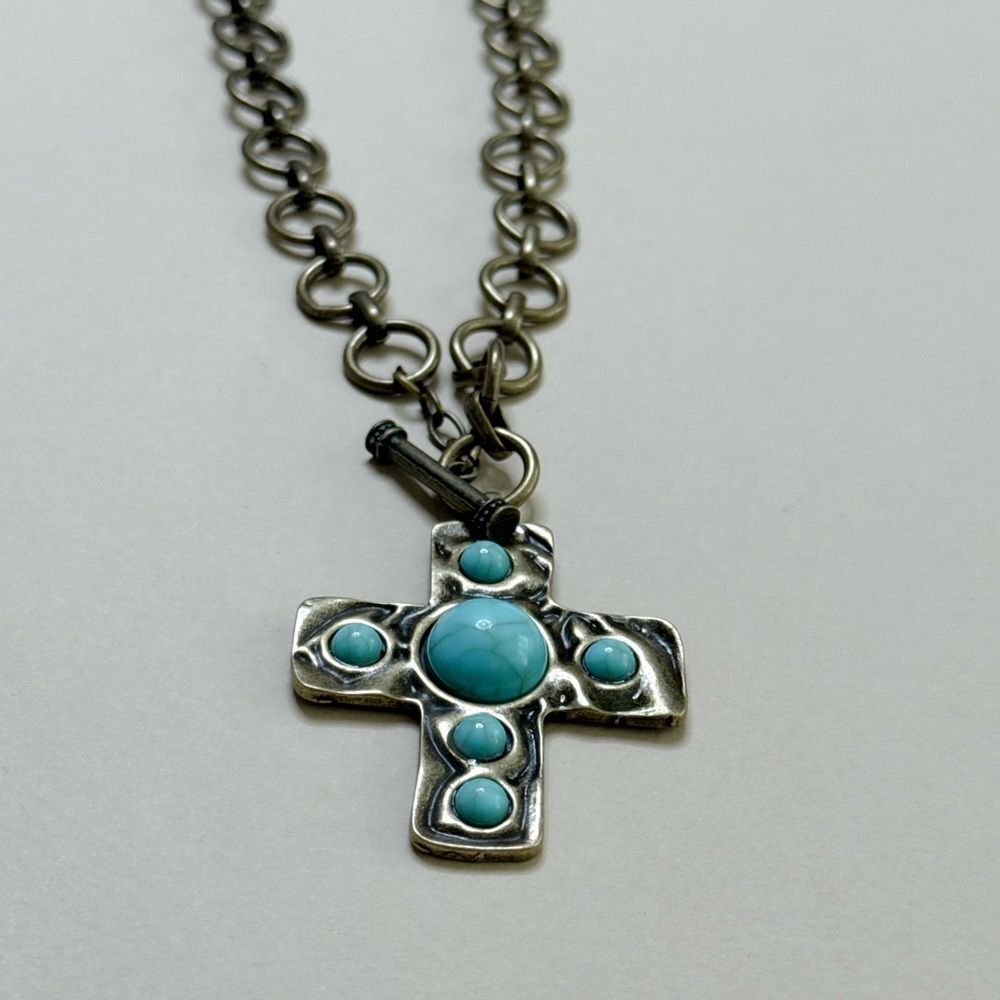 Turquoise Cross Necklace #1787 - Picture 3 of 3